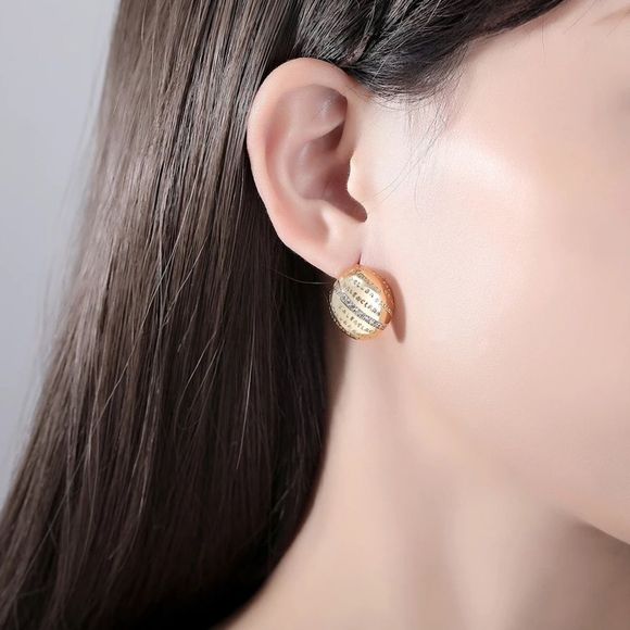 💎146💎 Beautiful Earrings 24k Gold Plated & Cubic Zirconium CZ - Picture 8 of 13